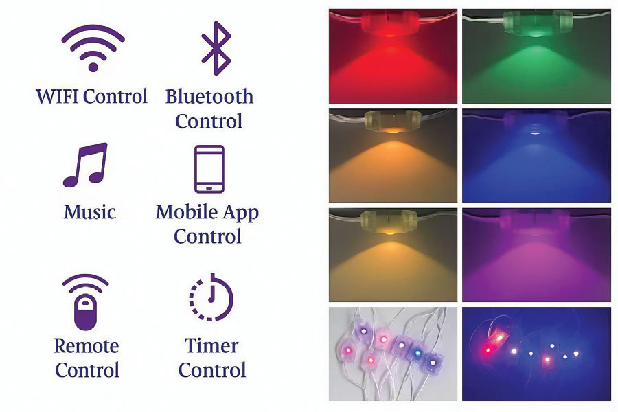 Lighting control options and example colour settings